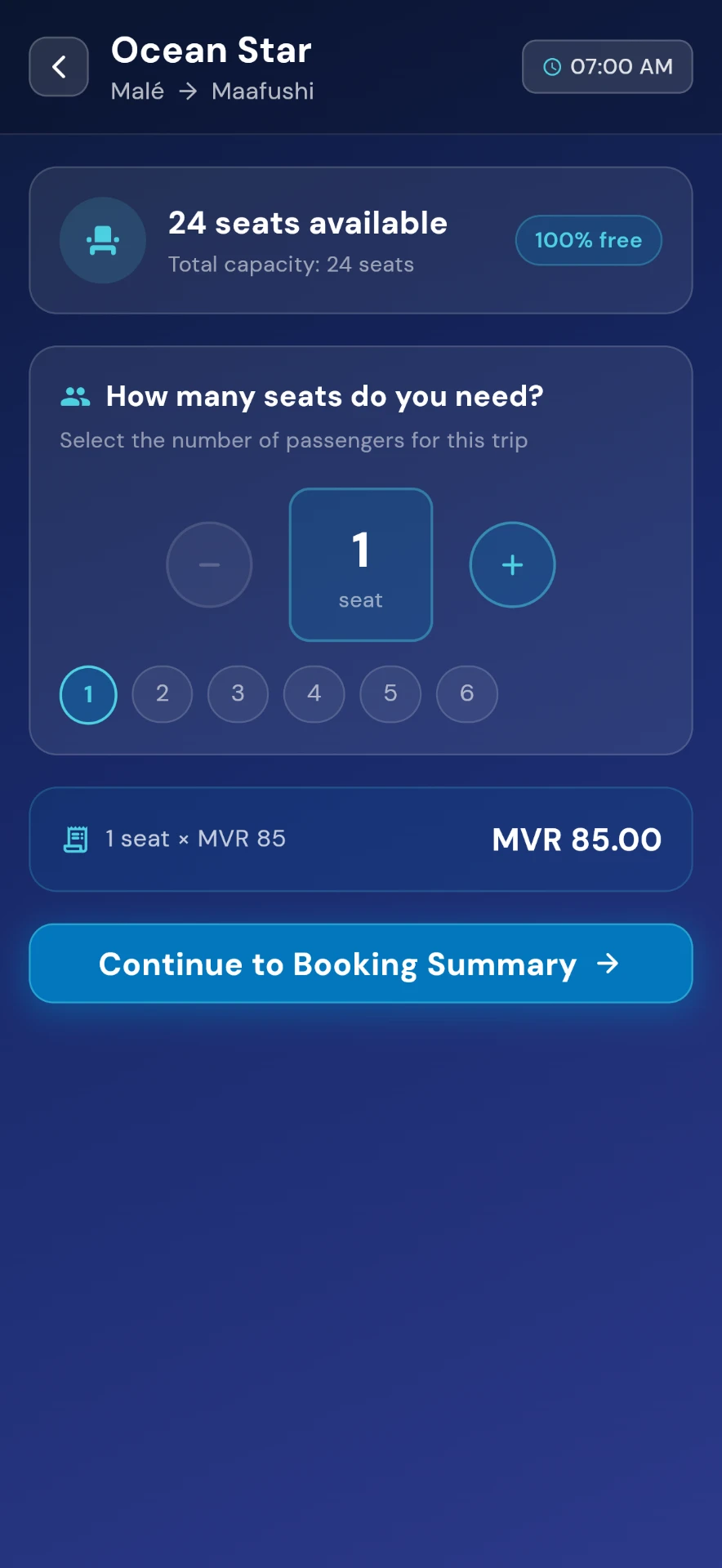 Choosing seats on the Ocean Star trip