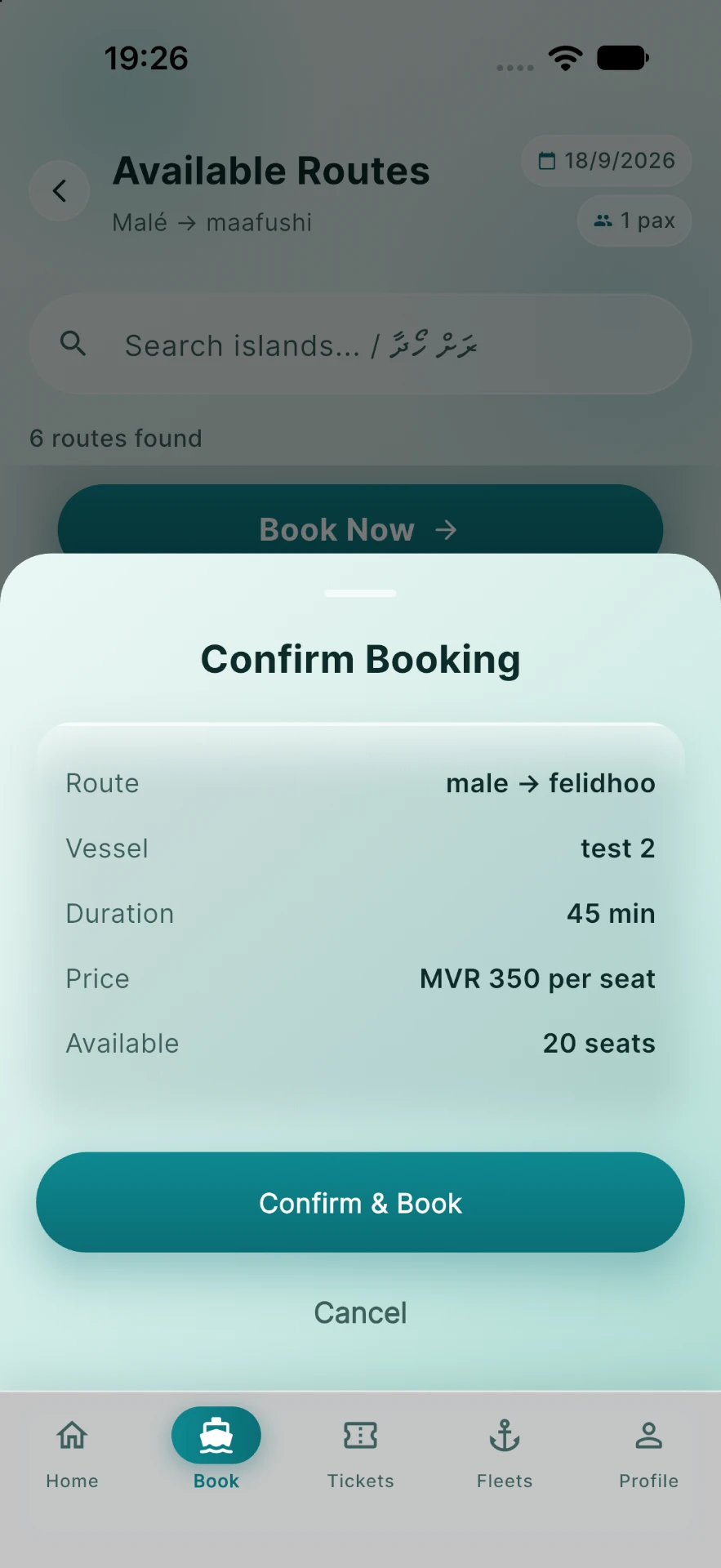 Booking summary confirming route, price and seats